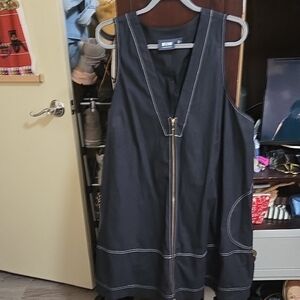 Anthropologie Black Midi Dress with Contrast Stitching